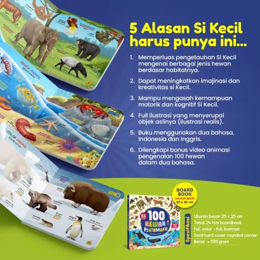 My First Book 100 Hewan Pertamaku (Board Book) - foto 2
