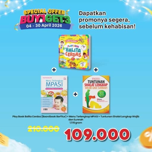 Play Book Balita Cerdas (Boardbook Berfitur) + Menu Terlengkap MPASI + Tuntunan Shalat Lengkap Wajib dan Sunnah