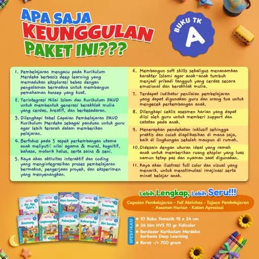 Paket Buku Aktivitas Anak Islam TK A (Isi 10) - foto 2