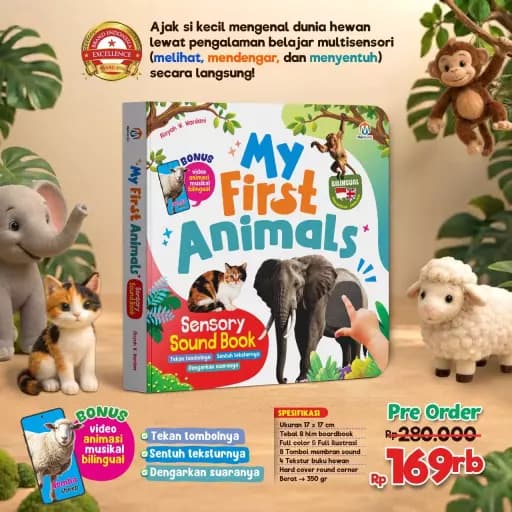 (PO) MY FIRST ANIMALS - SENSORY SOUND BOOK 