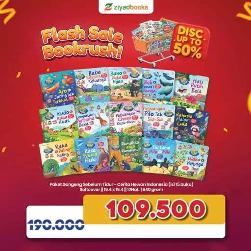 Bookrush - Paket Dongeng Sebelum Tidur - Cerita Hewan Indonesia (isi 15 buku)