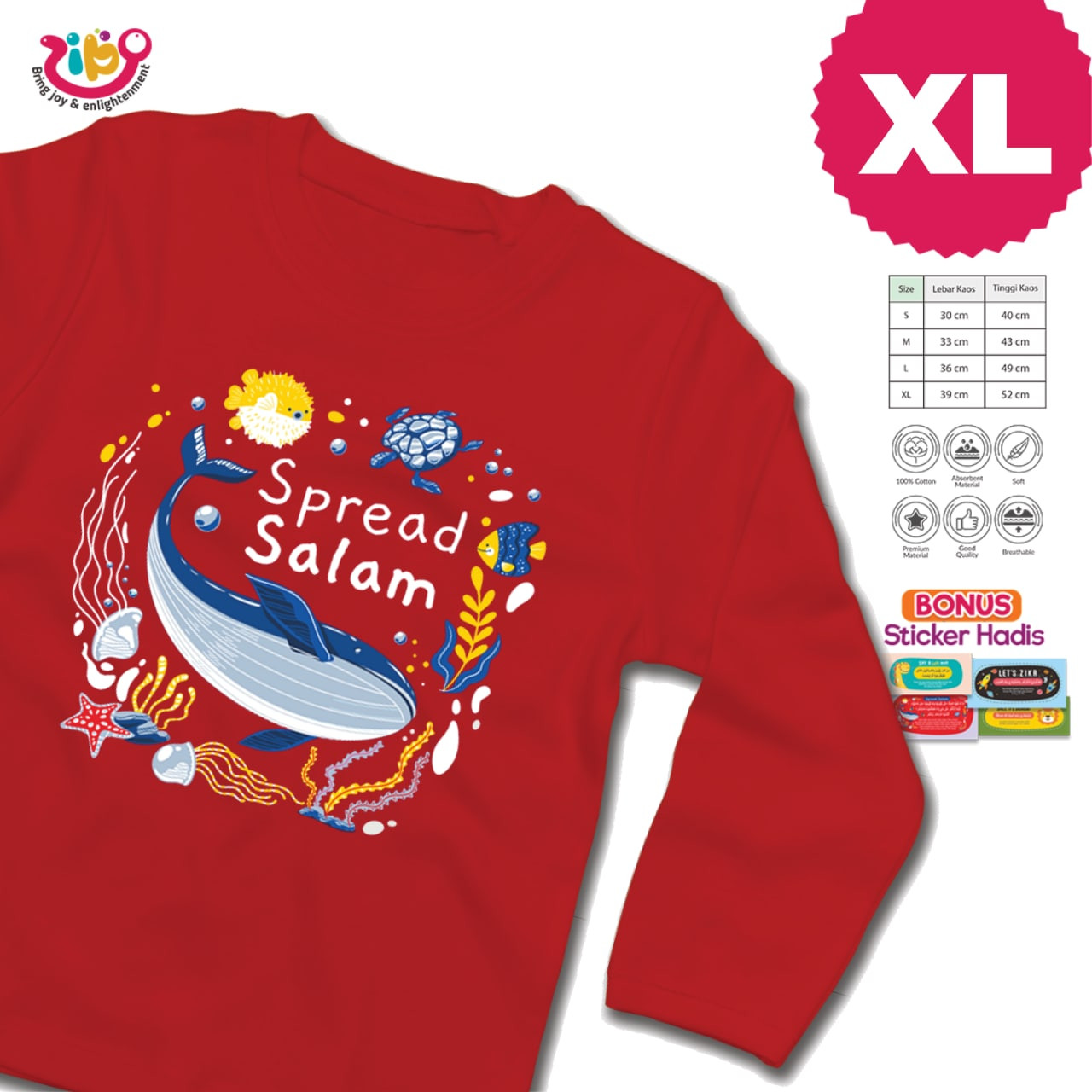 KAOS SPREAD SALAM (Merah - XL - Panjang)