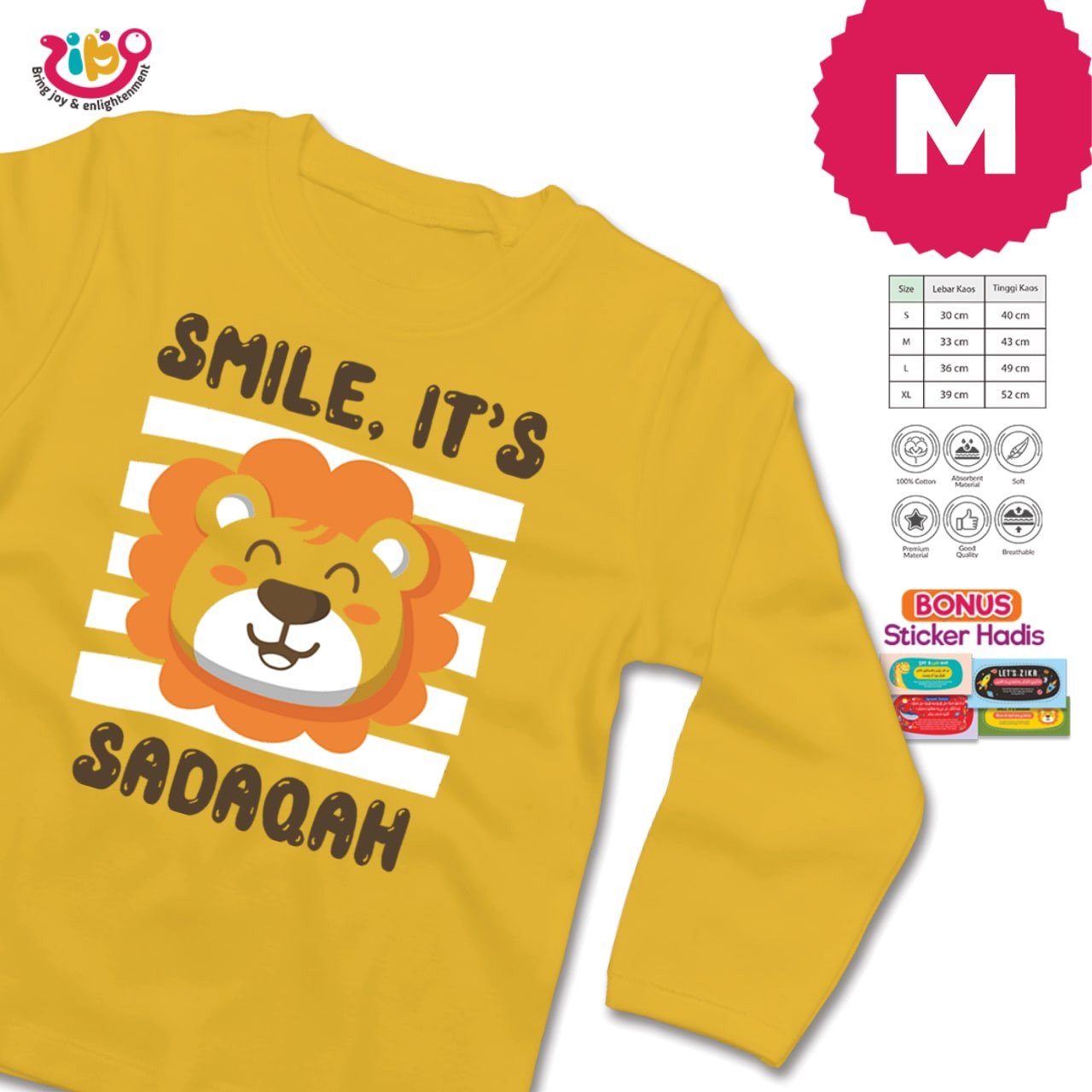 KAOS SMILE IS SHADAQAH (Kuning - M - Panjang)