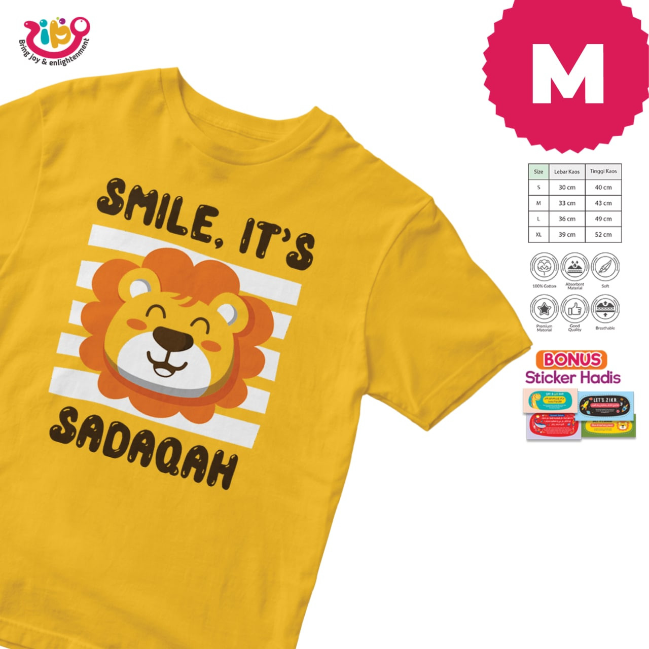 KAOS SMILE IS SHADAQAH (Kuning - M - Pendek)