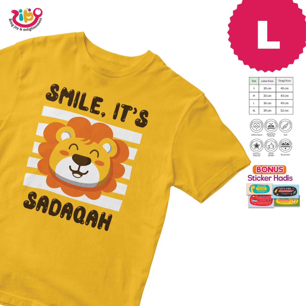 KAOS SMILE IS SHADAQAH (Kuning - L - Pendek)