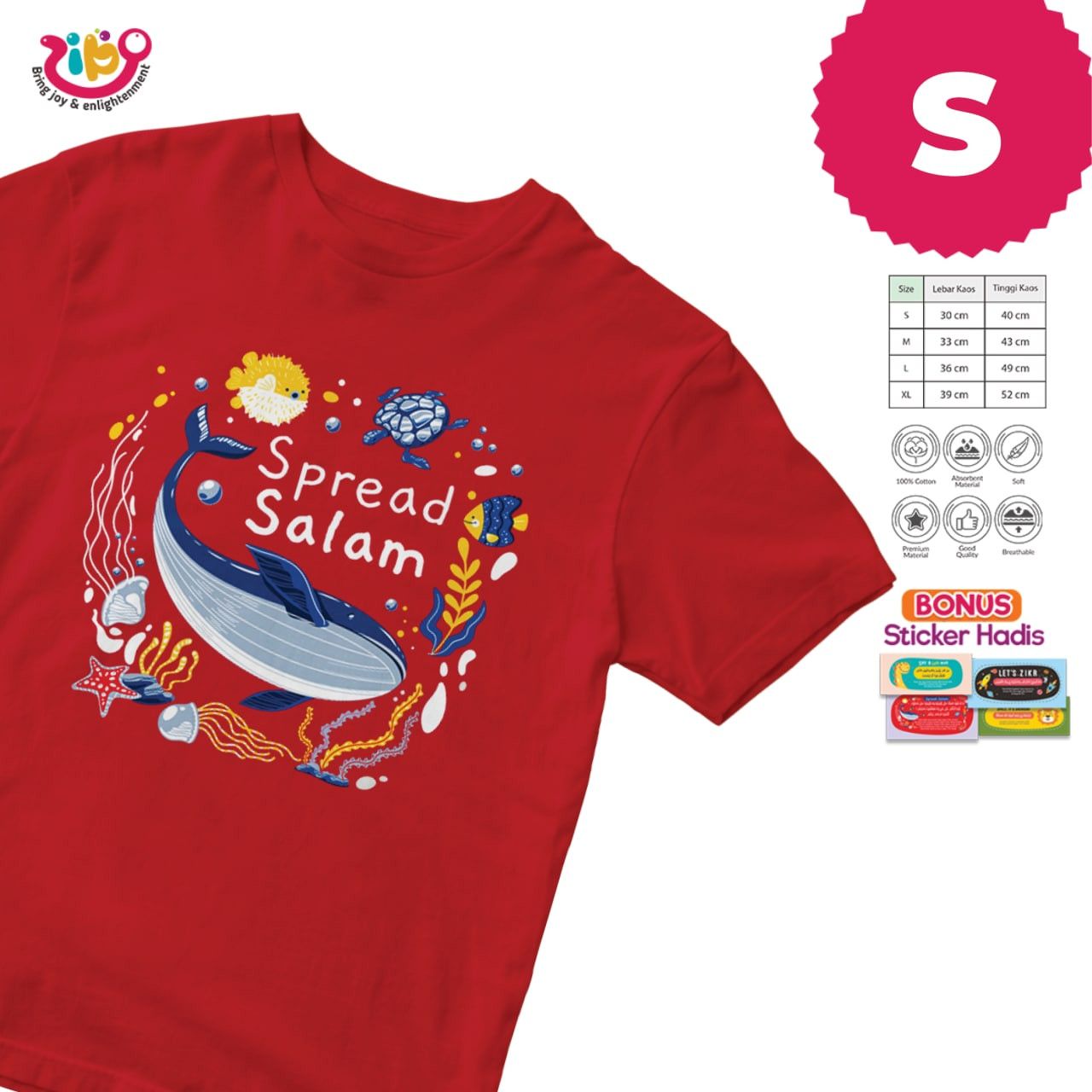 KAOS SPREAD SALAM (Merah - S - Pendek)