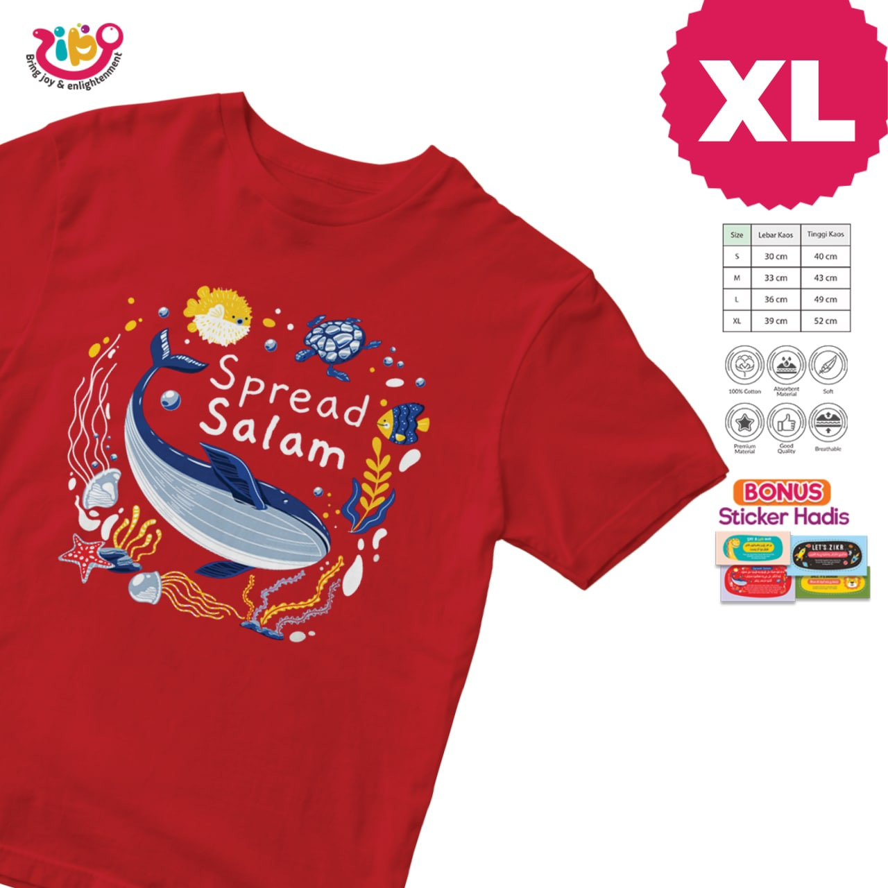 KAOS SPREAD SALAM (Merah - XL - Pendek)