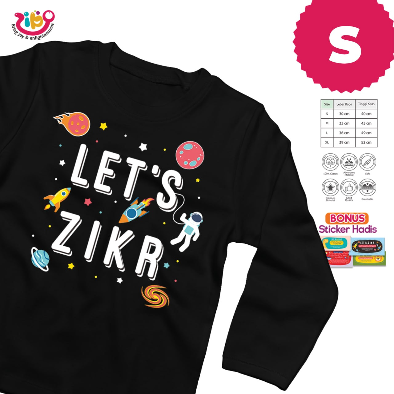 KAOS LETS ZIKIR (Hitam - S - Panjang)